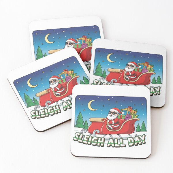 Item preview, Sleigh All Day | Cool Santa with Sunglasses Christmas Pun designed and sold by Yuna-verse.