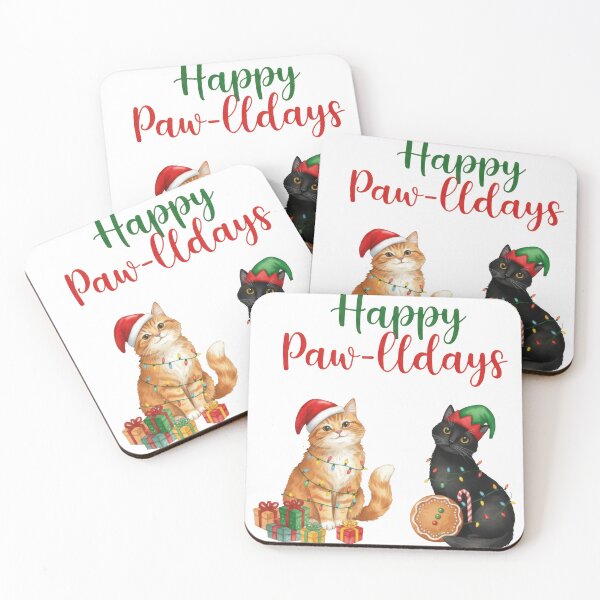 Item preview, Happy Pawlidays Cat Greeting Card Design designed and sold by zoughlal.