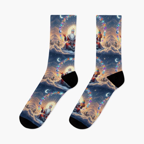 Item preview, Majestic Santa Claus on Clouds – Enchanted Christmas Fantasy Above the Winter City designed and sold by PixelVibe782.