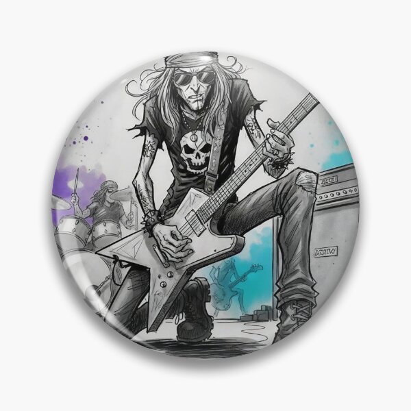 Item preview, Heavy Metal Guitarist Kneeling on Stage – Rock Band Concert Illustration designed and sold by Pixel Pout.