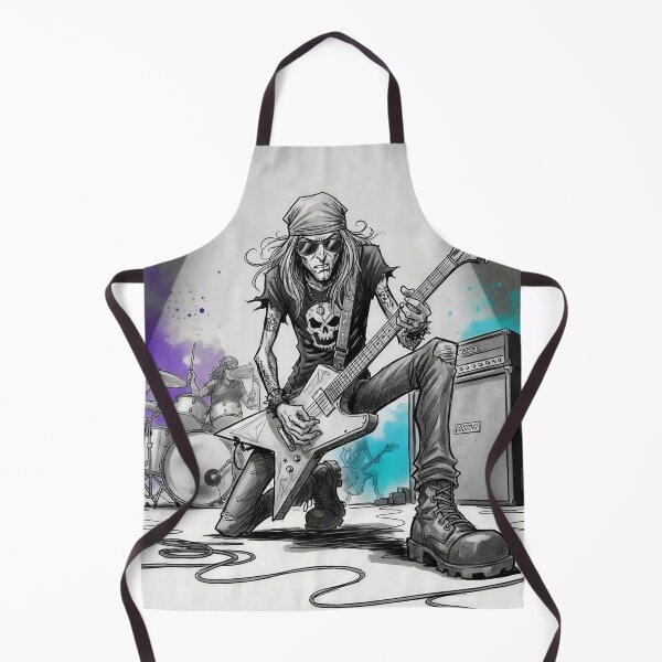 Item preview, Heavy Metal Guitarist Kneeling on Stage – Rock Band Concert Illustration designed and sold by Pixel Pout.