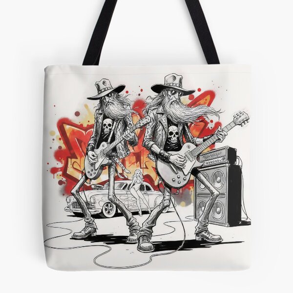 Item preview, Bearded Rock Guitarists with Hot Rod and Graffiti Art – Rock and Roll Illustration  designed and sold by Pixel Pout.