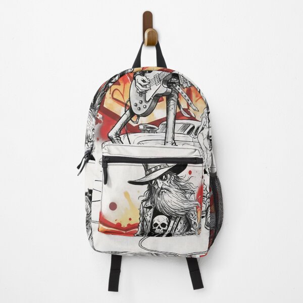 Item preview, Bearded Rock Guitarists with Hot Rod and Graffiti Art – Rock and Roll Illustration designed and sold by Pixel Pout.