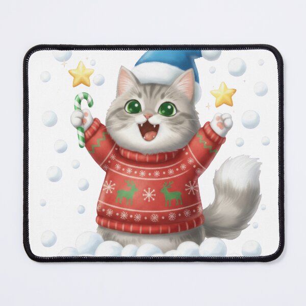Item preview, Grey Tabby Cat Red Ugly Christmas Sweater designed and sold by zoughlal.