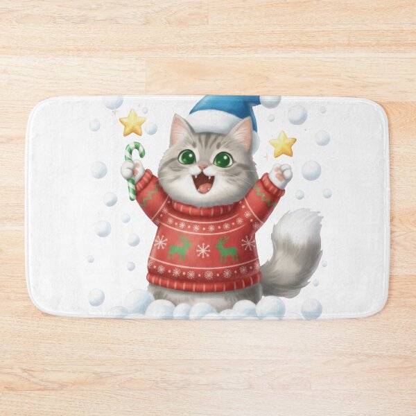 Item preview, Grey Tabby Cat Red Ugly Christmas Sweater designed and sold by zoughlal.