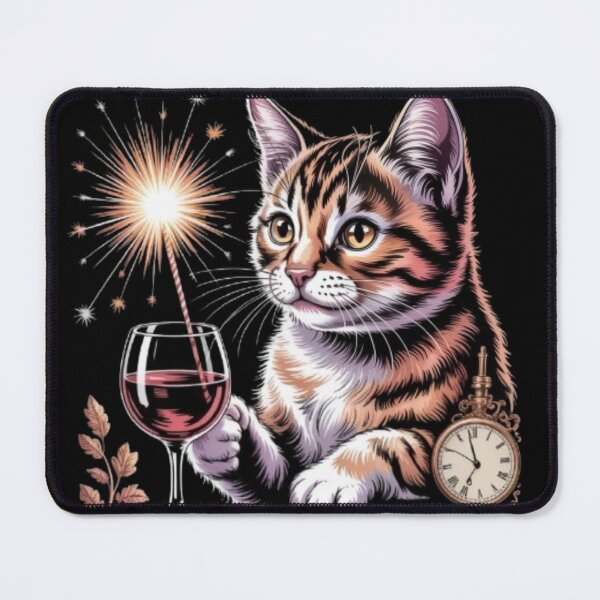 Item preview, New Years Fireworks Wine Glass Sparkler Vintage clock designed and sold by JediKittenWars.