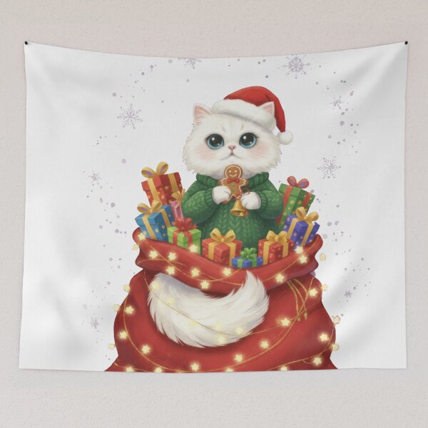 Item preview, Fluffy Persian Cat Gingerbread Santa Sack designed and sold by zoughlal.