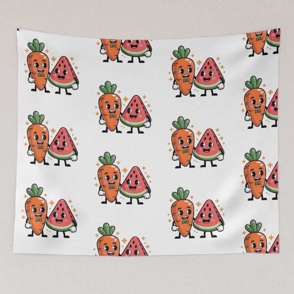 Item preview, Kawaii Carrot and Watermelon – Cute and Fun Duo designed and sold by drchzak.