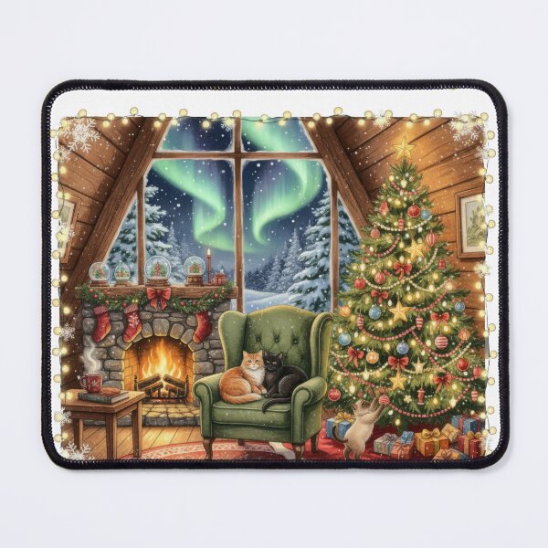 Item preview, Warm Whiskers Cozy Cabin Northern Lights View designed and sold by zoughlal.