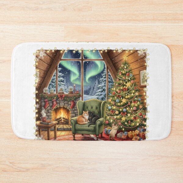Item preview, Warm Whiskers Cozy Cabin Northern Lights View designed and sold by zoughlal.