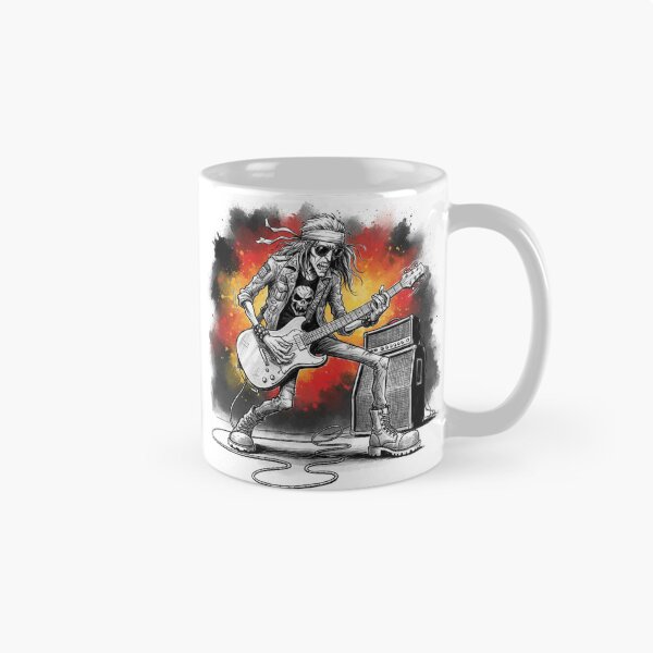 Item preview, Hard Rock Guitarist Illustration – Skull Shirt, Bandana, and Amplifier with Fiery Background designed and sold by Pixel Pout.