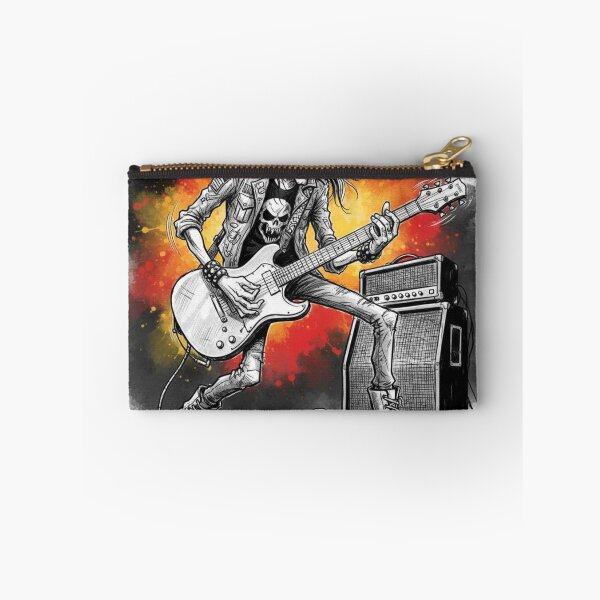 Item preview, Hard Rock Guitarist Illustration – Skull Shirt, Bandana, and Amplifier with Fiery Background designed and sold by Pixel Pout.