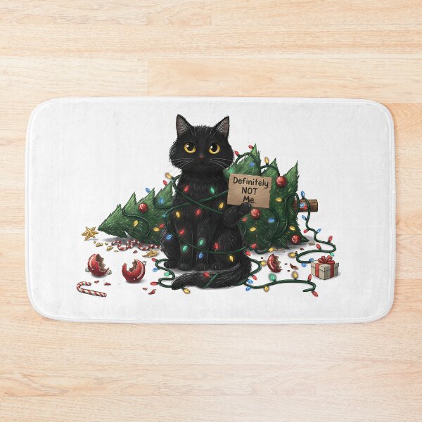 Item preview, Definitely NOT Me Innocent Black Cat Christmas designed and sold by zoughlal.