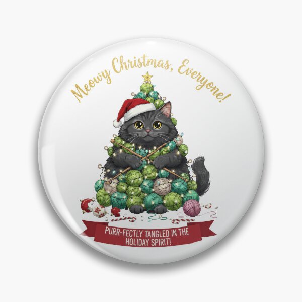 Item preview, Purrfectly Tangled Yarn Ball Christmas Tree Cat designed and sold by zoughlal.