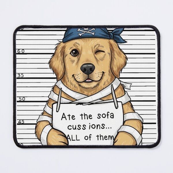 Item preview, Ate The Sofa Cushions Dog Mugshot Funny Puppy designed and sold by zoughlal.