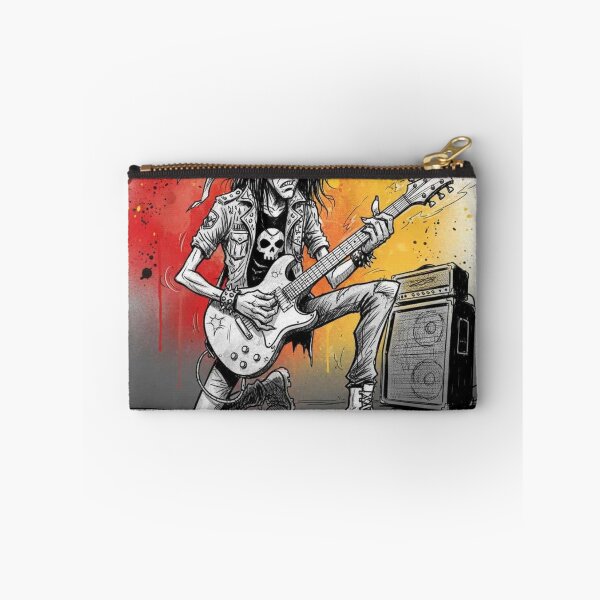 Item preview, Rock Guitarist Kneeling on Stage – Skull Shirt, Bandana, and Amplifier Illustration   designed and sold by Pixel Pout.