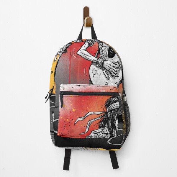 Item preview, Rock Guitarist Kneeling on Stage – Skull Shirt, Bandana, and Amplifier Illustration designed and sold by Pixel Pout.
