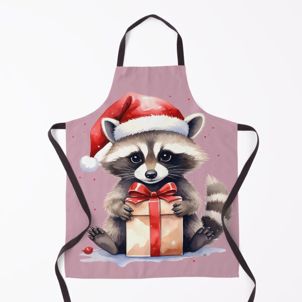 Item preview, Sitting raccoon with Christmas present in watercolor style designed and sold by LiskoDesign.