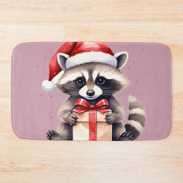 Item preview, Sitting raccoon with Christmas present in watercolor style designed and sold by LiskoDesign.