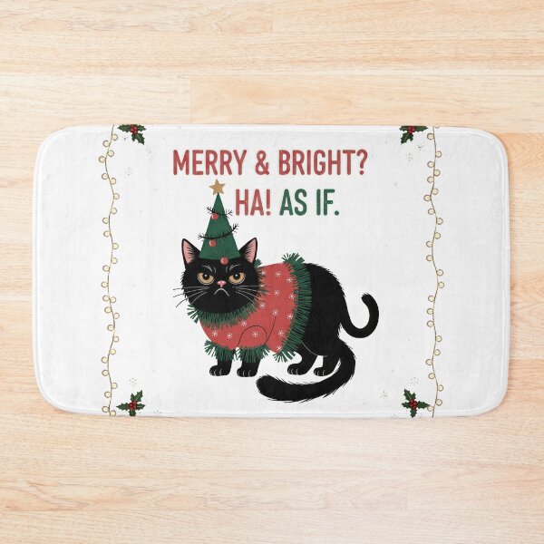 Item preview, Merry & Bright Ha As If Grumpy Black Cat designed and sold by zoughlal.