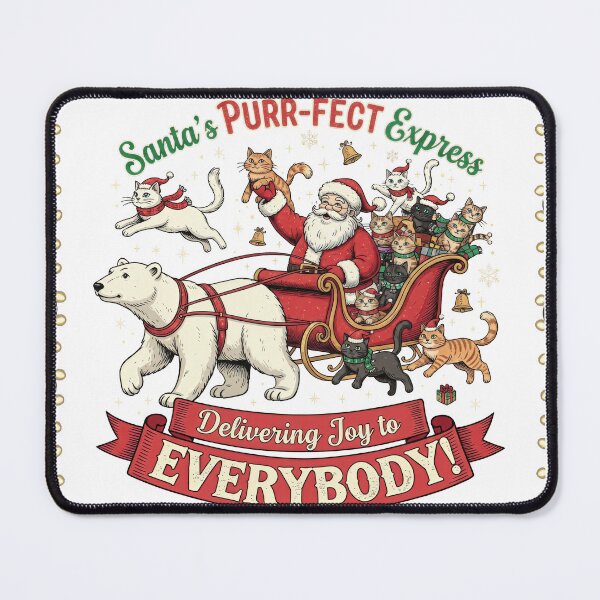 Item preview, Santas Purrfect Express Polar Bear Cat Delivery designed and sold by zoughlal.