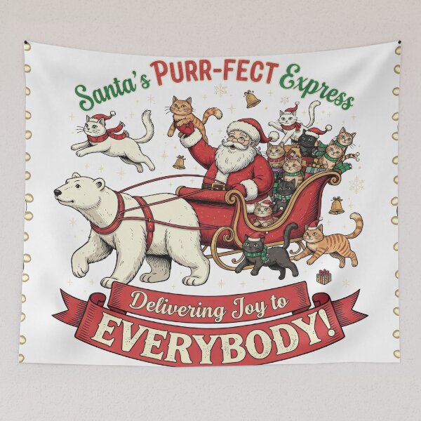 Item preview, Santas Purrfect Express Polar Bear Cat Delivery designed and sold by zoughlal.