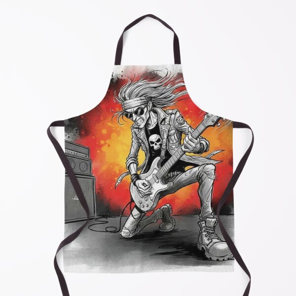 Item preview, Hard Rock Guitarist in Skull Shirt – Fiery Stage Performance Illustration   designed and sold by Pixel Pout.