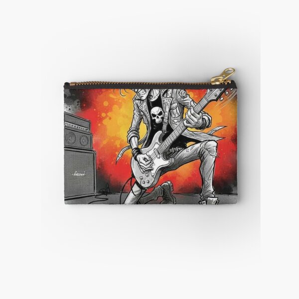 Item preview, Hard Rock Guitarist in Skull Shirt – Fiery Stage Performance Illustration   designed and sold by Pixel Pout.