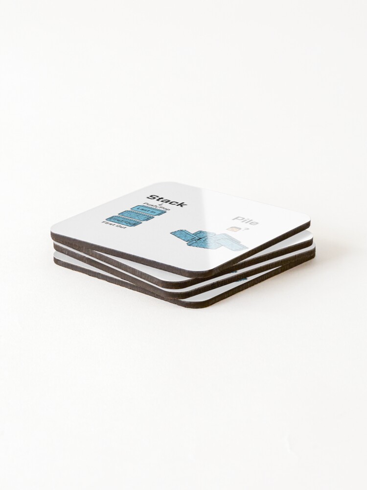 Thumbnail 4 of 5, Coasters (Set of 4), Stack vs Queue – Who Pops First? designed and sold by WiserShop.