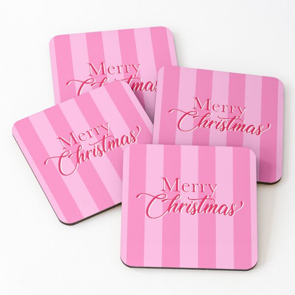 Item preview, Merry Christmas Typography, Pink Stripes designed and sold by OneThreeSix.