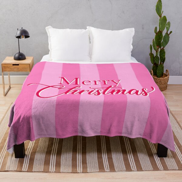Item preview, Merry Christmas Typography, Pink Stripes designed and sold by OneThreeSix.