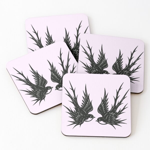 Item preview, Swallow Duo – Symmetrical Black and White Bird Design designed and sold by Unique-moments.