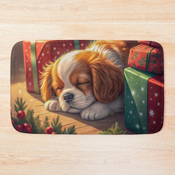 Item preview, Sleeping Cavalier King Charles Spaniel Puppy on Christmas Morning designed and sold by skibreck.