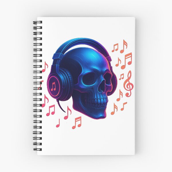 Item preview, Neon Skull Beats – 3D skull with headphones and musical notes designed and sold by Gletschie.