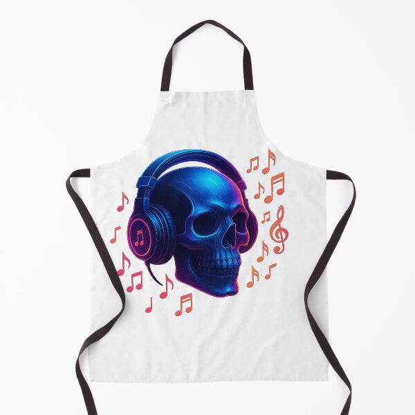Item preview, Neon Skull Beats – 3D skull with headphones and musical notes designed and sold by Gletschie.