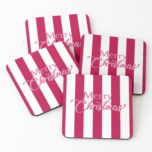 Item preview, Merry Christmas Pink Typography, Red Stripes designed and sold by OneThreeSix.