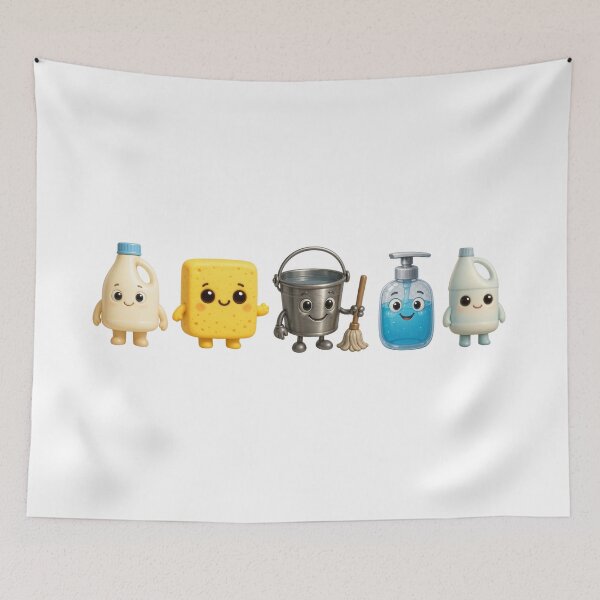 Item preview, Cute 3D Cleaning Supplies Characters Cartoon Set  designed and sold by RokaCircles.