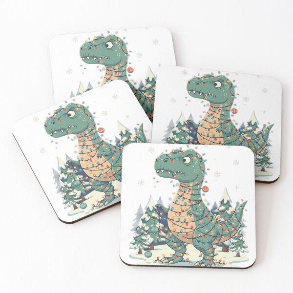 Item preview, T-Rex Tangled in Christmas Lights | Festive Dinosaur Holiday designed and sold by Yuna-verse.
