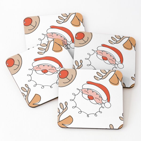 Item preview, Minimalist Christmas Santa and Reindeer line art pattern designed and sold by OhNoNotAgain42.