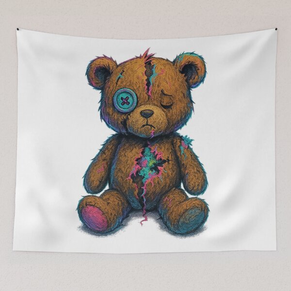 Item preview, Broken Teddy Bear – Sad Cute Neon Design designed and sold by Gletschie.