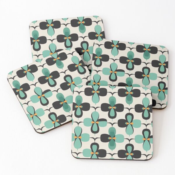Item preview, logo, image, vector, illustration, graphic, graffiti, design pattern ,Pattern illustration depicting a mid-century geometric pattern showing a leaf clover pattern. Pattern design designed and sold by gulka8.