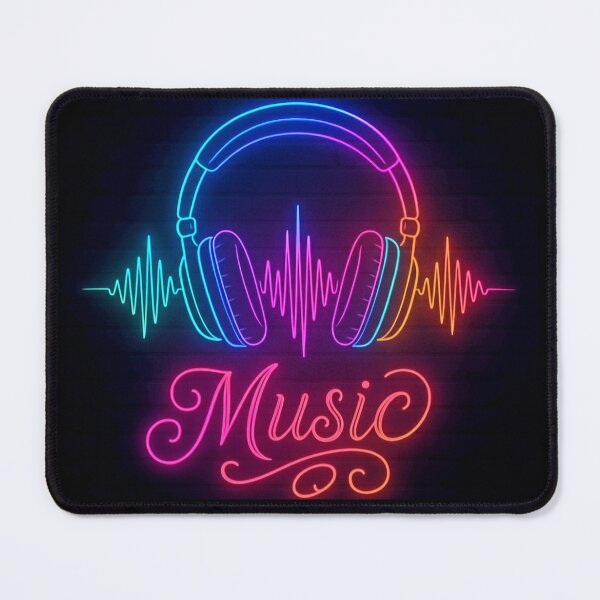 Item preview, Neon Music Vibes / Neon Music Design – Colorful Headphones Soundwave Art designed and sold by Gletschie.