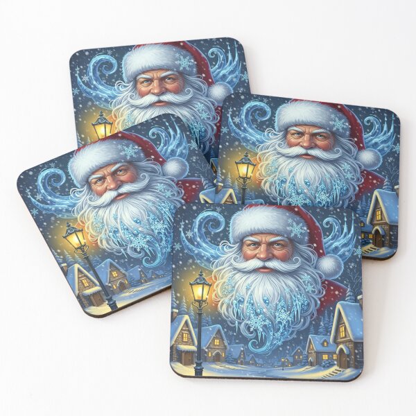 Item preview, Majestic Santa Claus Winter Portrait – Fantasy Christmas Night in a Snowy Village designed and sold by PixelVibe782.
