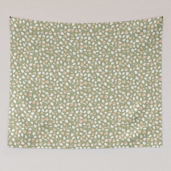 Item preview, strawberry patch - Love you berry - olive tangerine designed and sold by Stephanie Fiona Design.