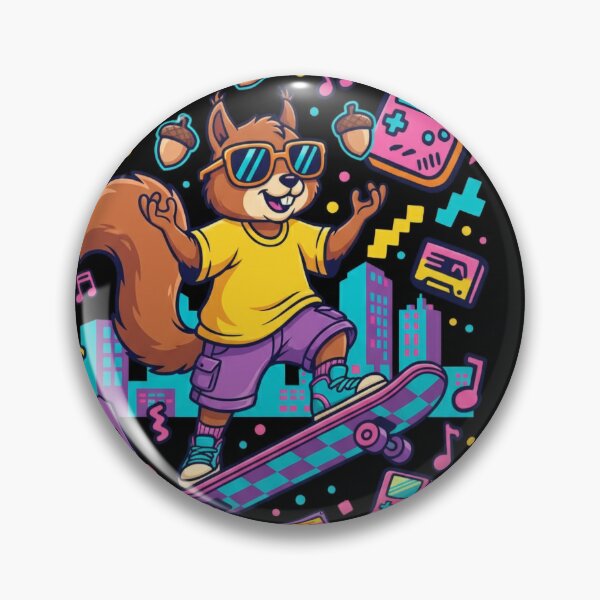 Artikelvorschau, Cooles Retro-Eichhörnchen auf Skateboard – 90er Neon Cartoon Art entworfen und verkauft von Gletschie.