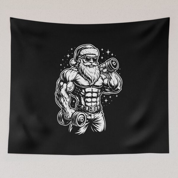 Item preview, Muscular Santa Claus Lifting Weights – Funny Christmas Gym Design for Fitness Lovers, Bodybuilders & Holiday Workout Gifts designed and sold by BrainBubbleArt.