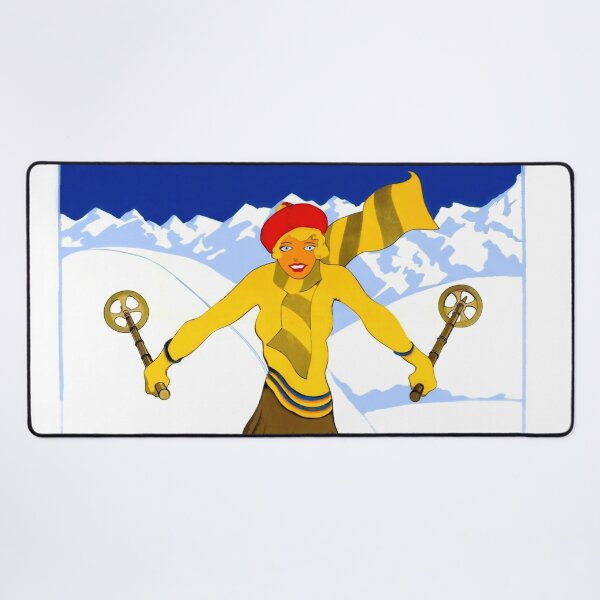 Item preview, Vintage Puente del Inca Travel Poster | Art Deco Style Skiing Scene | Argentina Winter Sports | Bold Colors & Geometric Design designed and sold by artofuniverse.