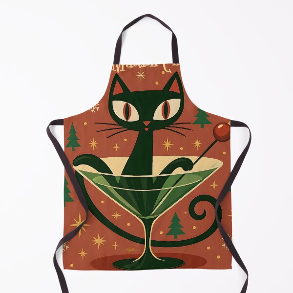 Item preview, Atomic Futuristic Black Cat Merry Martini Christmas designed and sold by Lee Hiller Designs.