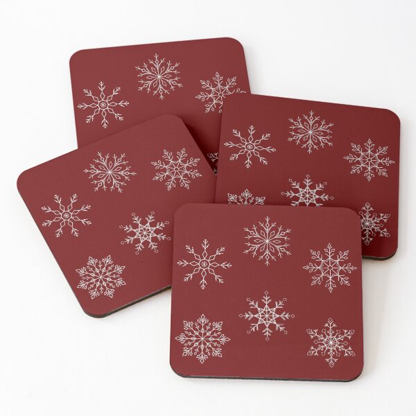 Item preview, Elegant White Snowflakes on Red Background – Minimal Winter Design designed and sold by дітаті.