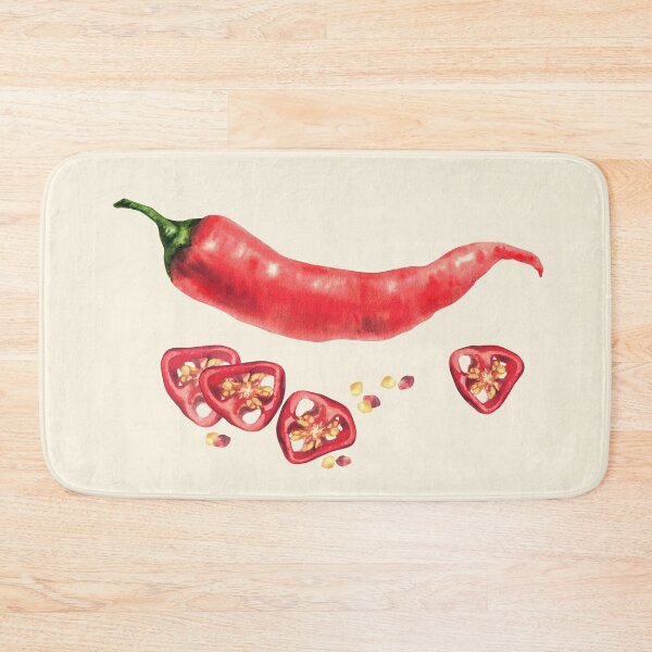 Item preview, Watercolor red hot chili pepper sticker. Vegetable red pods, sliced and seeds. Food spices designed and sold by BartolArt.